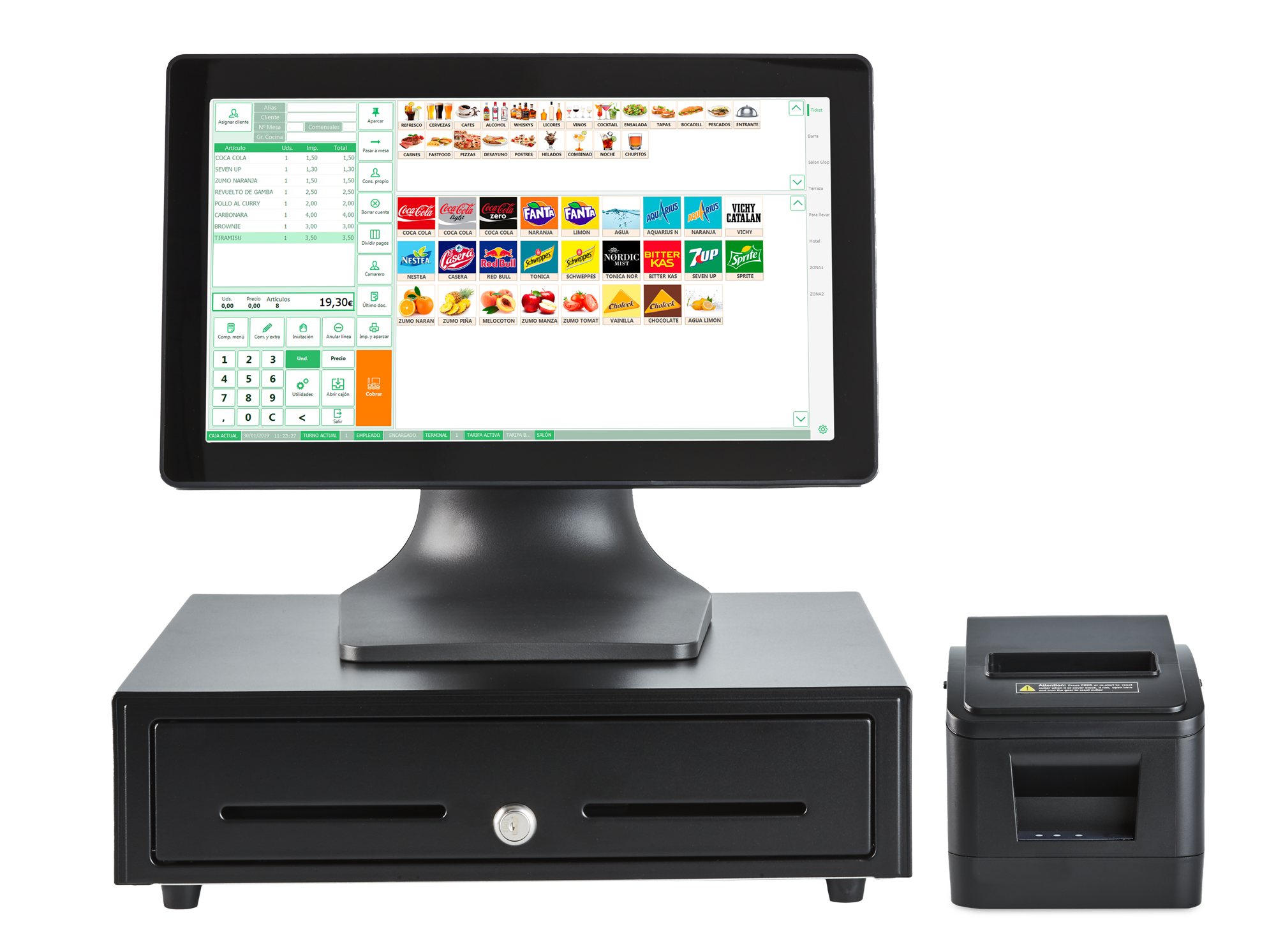 TPV táctil con pantalla del software Glop