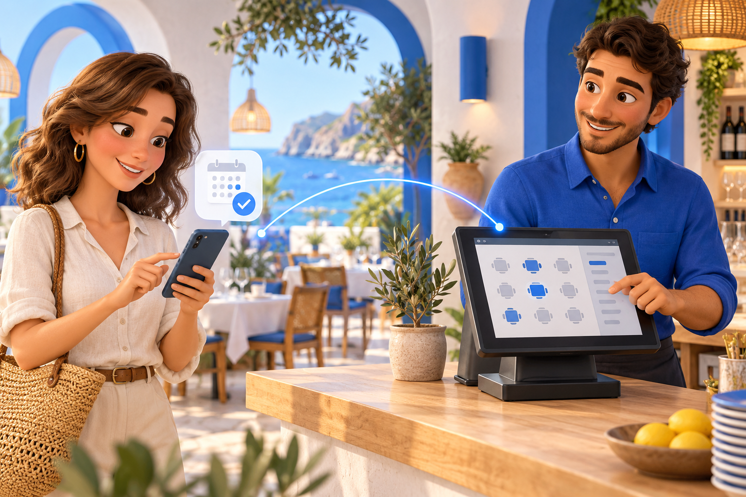 Il·lustració de reserves des del mòbil connectades al TPV d'un restaurant