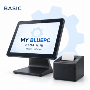 Ilustración del alquiler BASIC de MY BLUEPC: TPV con Glop Mini y una impresora
