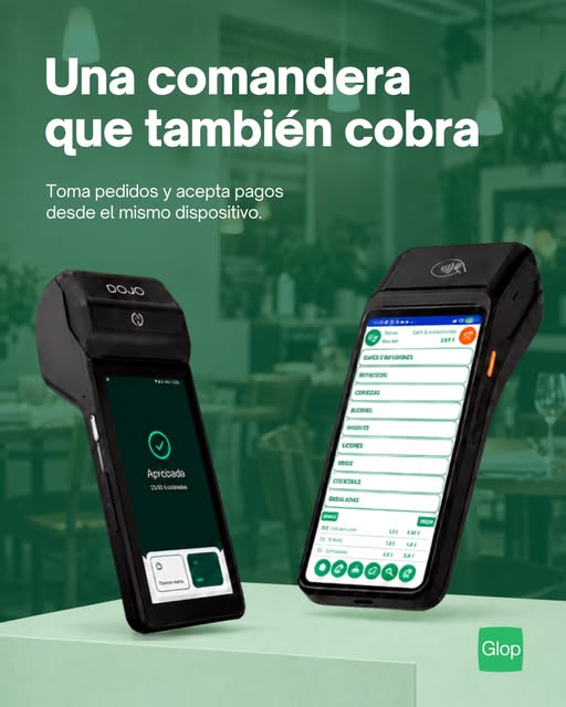 Dojo Duo mostrando comandas Glop y pantalla de pago