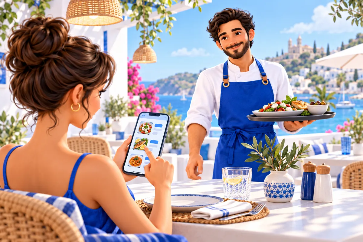 Comanda des del mòbil a una taula de restaurant