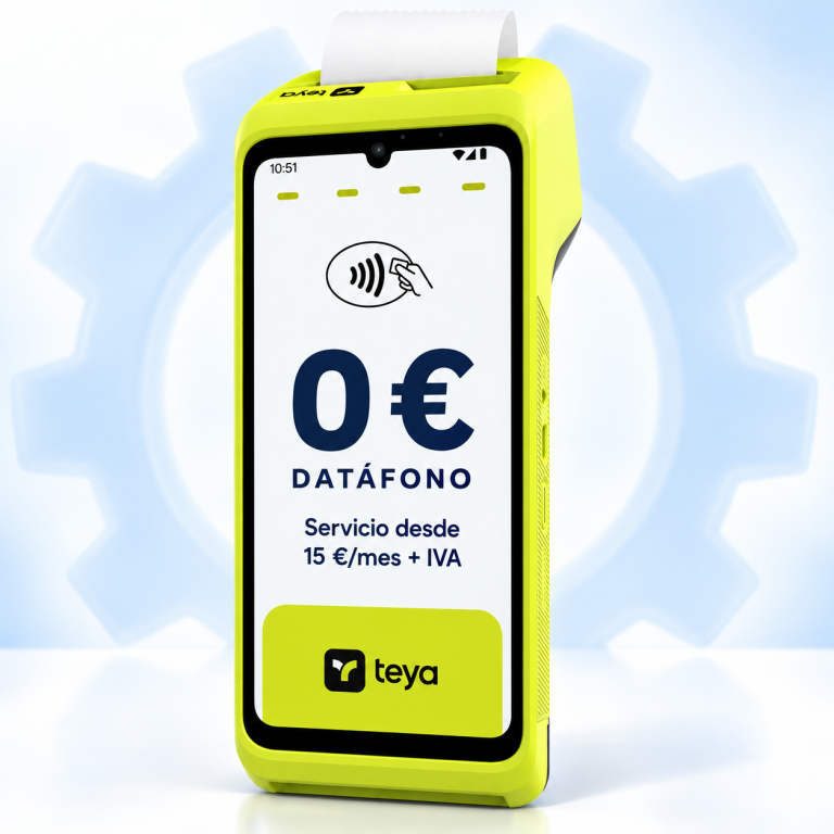 Datáfono Teya con impresora: equipo a 0 € y servicio desde 15 €/mes + IVA